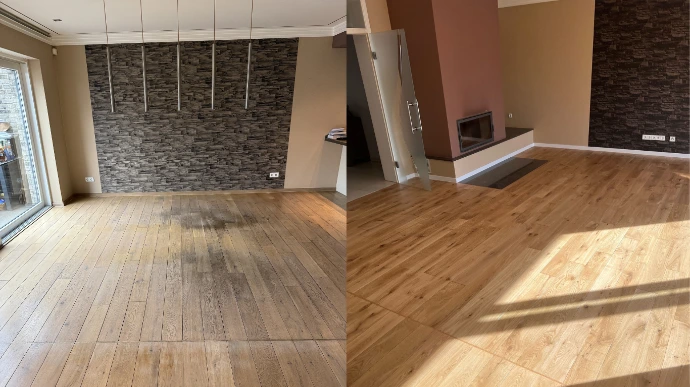 Parkettrenovierung Vorher/Nachher 